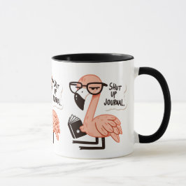 Caneca Flamingo Lendo um Diário - "Cala-te, Diário"