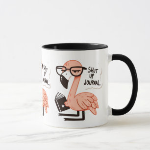 Caneca Flamingo Lendo um Diário - "Cala-te, Diário"