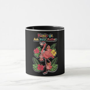 Caneca Flamingo Mãe Engraçada Pergunte ao Seu Pai Retro T