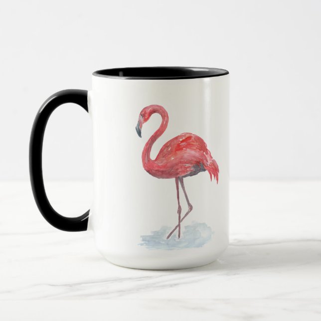 Caneca Flamingo rosa, aquarela. (Esquerda)