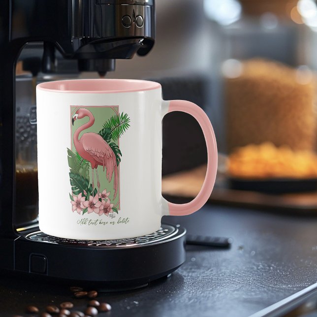 Caneca Flamingo Verde Rosa deixa Lilly (Criador carregado)