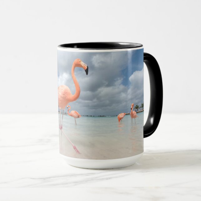 Caneca Flamingos Beach Aruba (Frente Esquerda)