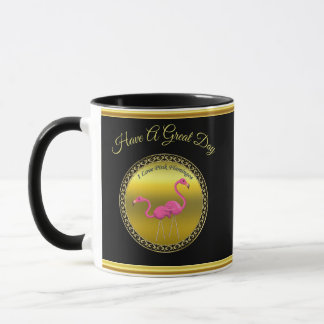 Caneca Flamingos cor-de-rosa que unem textura de folha de