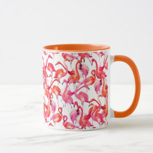 Caneca Flamingos da aguarela nas aguarelas