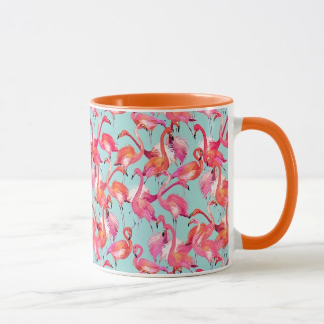 Caneca Flamingos da aguarela recolhidos (Direita)