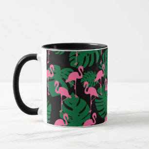 Caneca Flamingos de padrão da selva