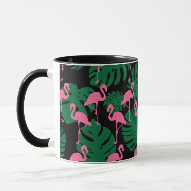 Caneca Flamingos de padrão da selva (Esquerda)