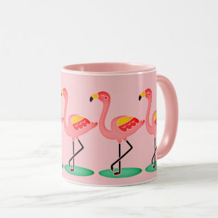 Caneca Flamingos Rosa Bonito
