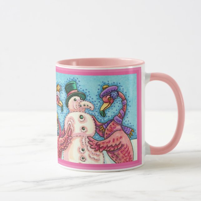 Caneca Flamingos Rosa Edifício Snowman CHRISTMAS (Direita)