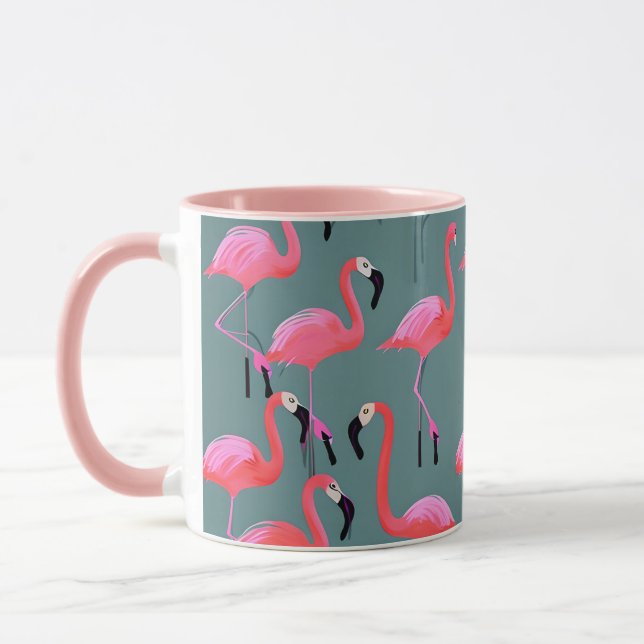 Caneca Flamingos rosa retrô (Esquerda)