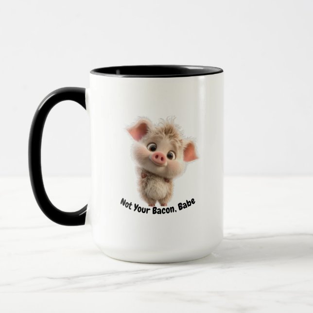 Caneca Flauffy Piglet com Olhos Grandes - Seja gentil, vá (Esquerda)
