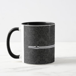 Caneca Flauta de prata no damasco preto