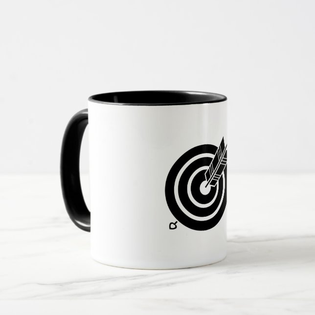 Caneca Flecha atingiu um alvo redondo (Frente Esquerda)