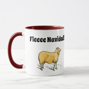 Caneca Fleece Feliz Navidad Engraçado Piada de Ovinos de 