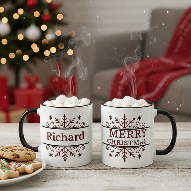 Caneca Floco de neve de Natal alegre personalizado (Criador carregado)