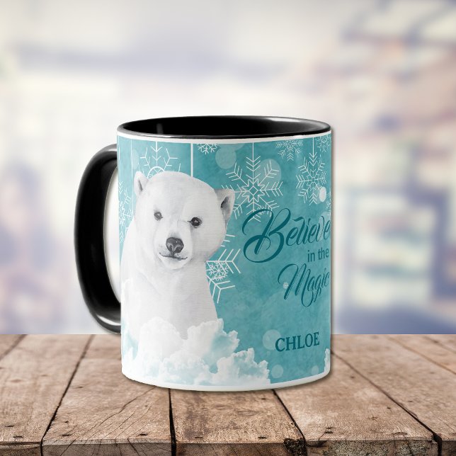 Caneca Floco de Neve do Urso Polar Branco (Criador carregado)