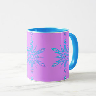 Caneca Floco de neve meio século azul roxo