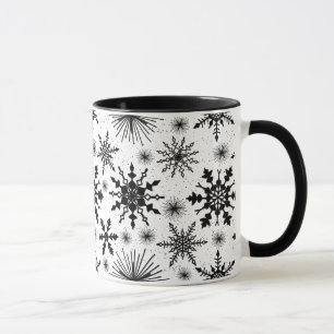 Caneca Floco de Neve Preto E Branco - Fita de Natal