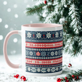 Caneca Floco de Neve, Suéter de Natal Feio-Rosa