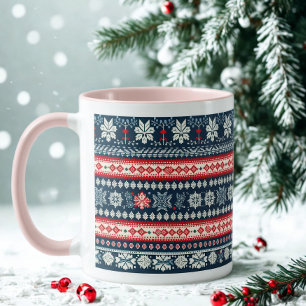 Caneca Floco de Neve, Suéter de Natal Feio-Rosa