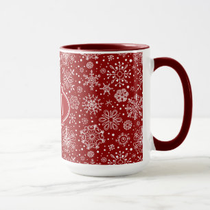 Caneca Flocos de neve 2 do vermelho & do White Christmas