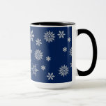 Caneca Flocos de neve azuis e prateados<br><div class="desc">Mata de flocos de neve azul e prata</div>