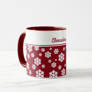 Caneca Flocos de neve brancos e quentes Padrão nórdico em