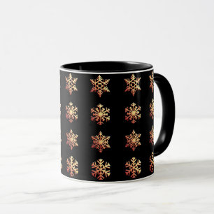 Caneca Flocos de neve de cobre 3 d coloridos em preto