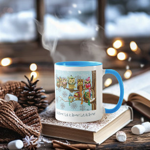Caneca Flocos de neve de inverno das corujas brancas