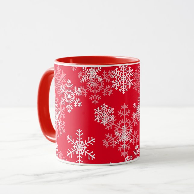 Caneca Flocos de neve de Natal (Frente Esquerda)