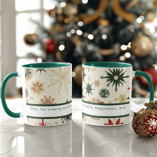 Caneca Flocos de Neve de Natal Antigos Personalizados de 