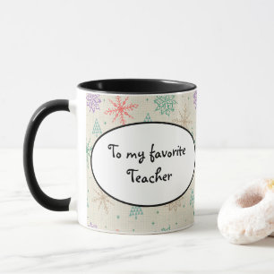 Caneca Flocos de neve desenhados manualmente Árvores de 