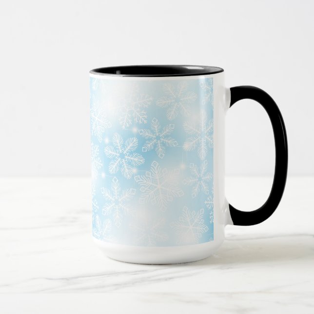 Caneca Flocos de neve e luzes em azul (Direita)