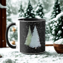 Flocos de Neve Pretos Árvore de Natal Aquarela de 