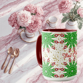 Caneca Flocos de Neve Verdes da Criança Flocos de Natal