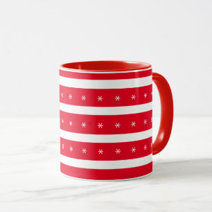 Caneca Flocos de neve vermelhos e brancos