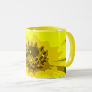 Caneca Flor Amarelo-Amarelo vívido por Abstrato bonito
