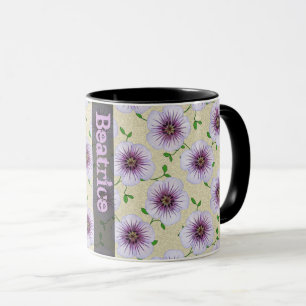 Caneca Flor azul botânica do verão doce com nome