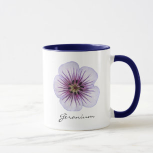 Caneca Flor azul pálido botânica do gerânio com nome