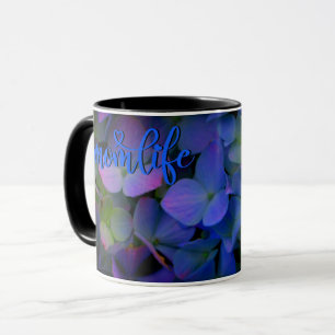 Caneca Flor azul violeta rosa-hidrangas cor-de-rosa #moml