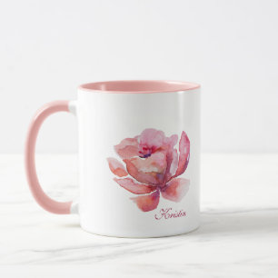 Caneca Flor Cor de Água Tinta-se Desenhada à Mão