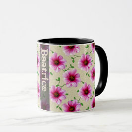 Caneca Flor cor-de-rosa botânica do verão doce com nome