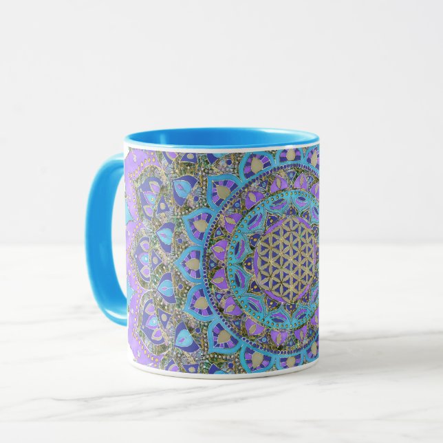 Caneca Flor Da Vida - Estilo De Mandala Índia 2 (Frente Esquerda)