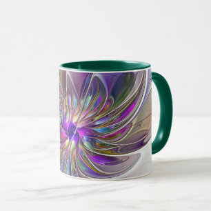 Caneca Flor de Arte Abstrato, Enérgica e Colorida