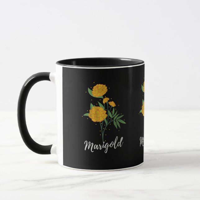 Caneca Flor de calêndula presente de aniversário de outub (Esquerda)