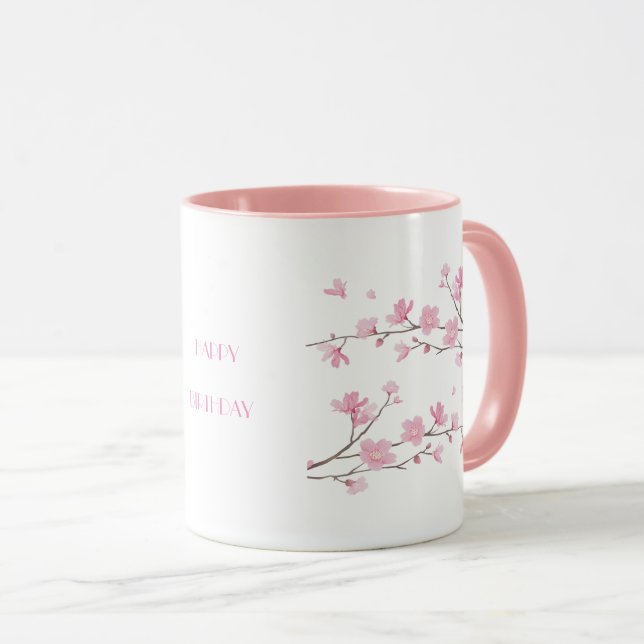 Caneca Flor de Cereja - ANIVERSÁRIO Transparente (Frente Esquerda)