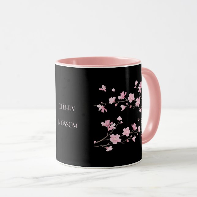 Caneca Flor de Cereja - Preto (Frente Esquerda)