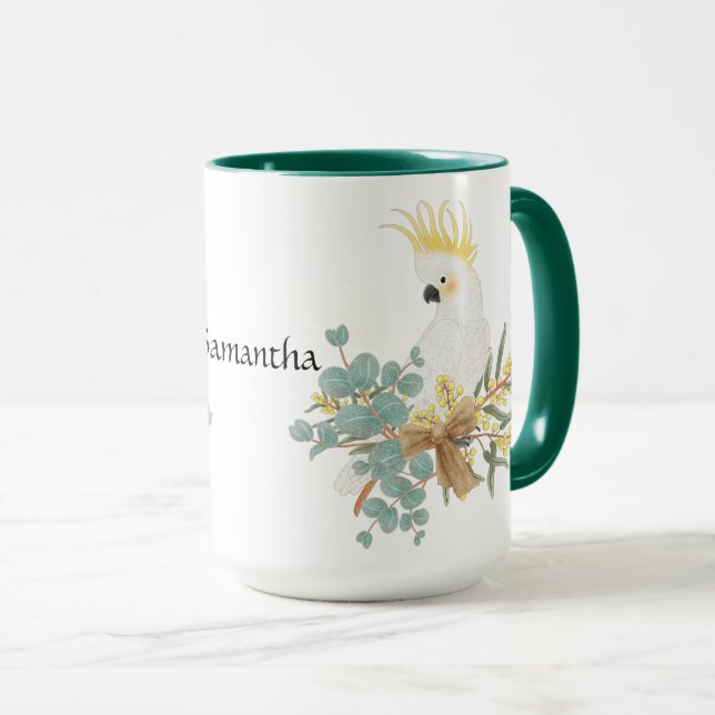 Caneca Flor de Cockatoo Personalizado (Frente Esquerda)