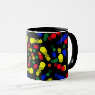 Caneca Flor de cores de arco-íris borradas e pontilhadas