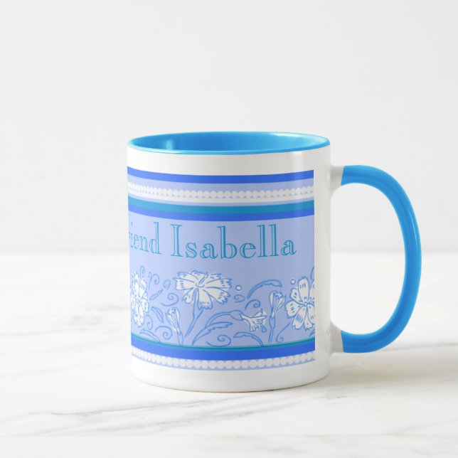 Caneca flor de cravo azul querida amiga (Direita)
